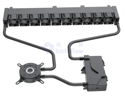 Passive pump 1u server liquid cooler 10 fans