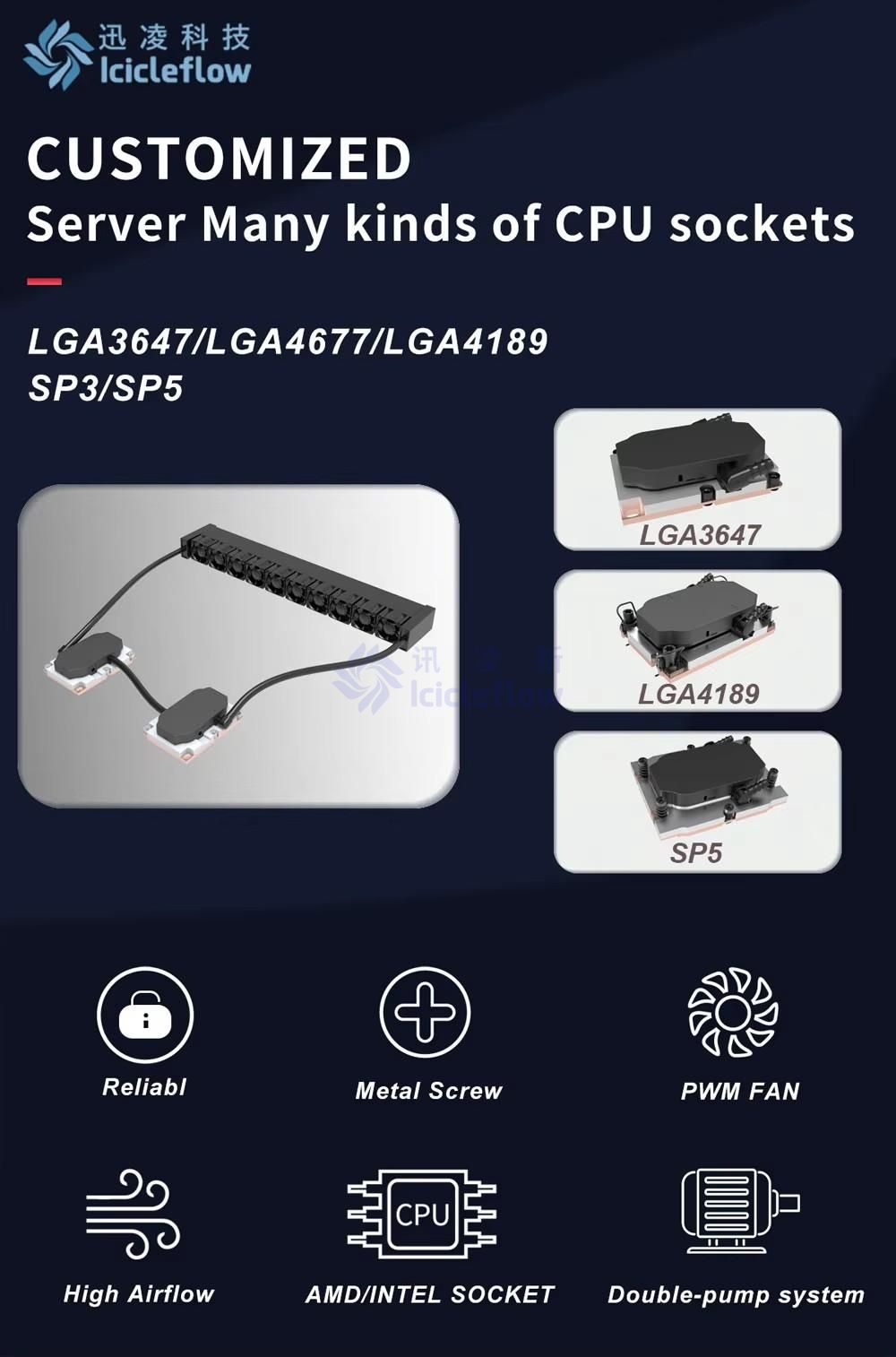 Intel Double Pump 1U Dual CPU Server Liquid Cooler