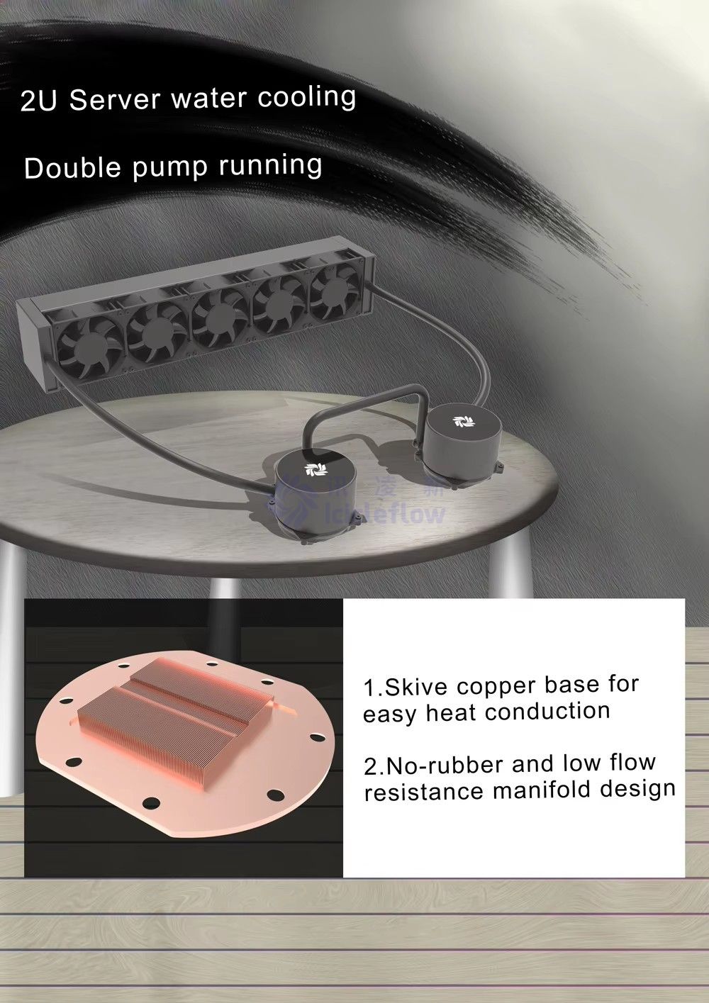 SP-2U-5F-2C Single Pump 2U Dual CPU Server Liquid Cooler